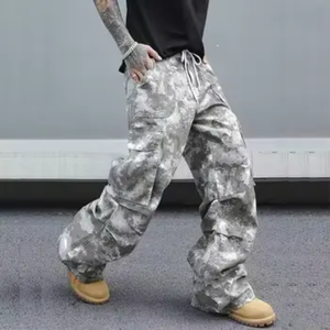 Heren Camo Baggy <span class=keywords><strong>Cargo</strong></span> Broek Vintage Trekkoord Elastische Taille Wijde Pijpen Joggingbroek Streetwear - Product Image 3