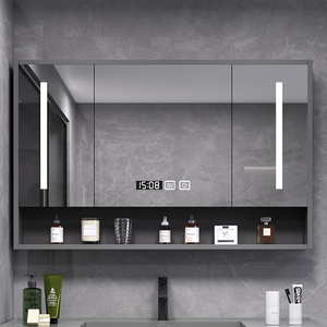 Lavabo de toilette intégré planche latérale planche à repasser stockage bijoux mélamine salle de bain intelligente Led miroir noir <span class=keywords><strong>armoire</strong></span> à <span class=keywords><strong>pharmacie</strong></span> - Product Image 2
