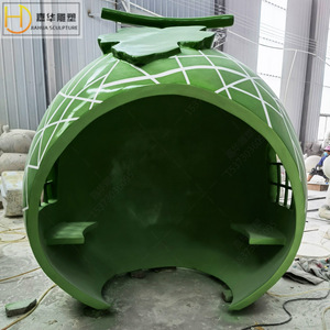 Sculpture en fibre de verre Hami Melon Pavilion, modèle de décoration artistique extérieure étanche en forme de maison de fruits - Product Image 4
