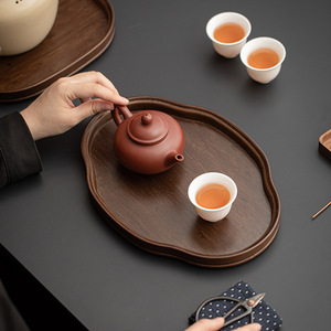 Bamboo Breakfast <b>Tray</b> With Handle <b>Tea</b> Serving <b>Tray</b> Solid Color Retro Design For Hotel Coffee <b>Tea</b> Drinks - Product Image 4