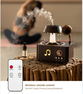 2026 nouveau Unique ménage Gramophone haut-parleur blanc bruit rotatif goutte de pluie humidificateur 7 couleur Led huile essentielle diffuseur d'arôme - Product Image 2
