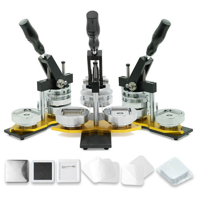 Square 50mm Magnetic Badge Making Machine DIY Button Badge Press Maker With Badge Material and Paper Cutter Production Set