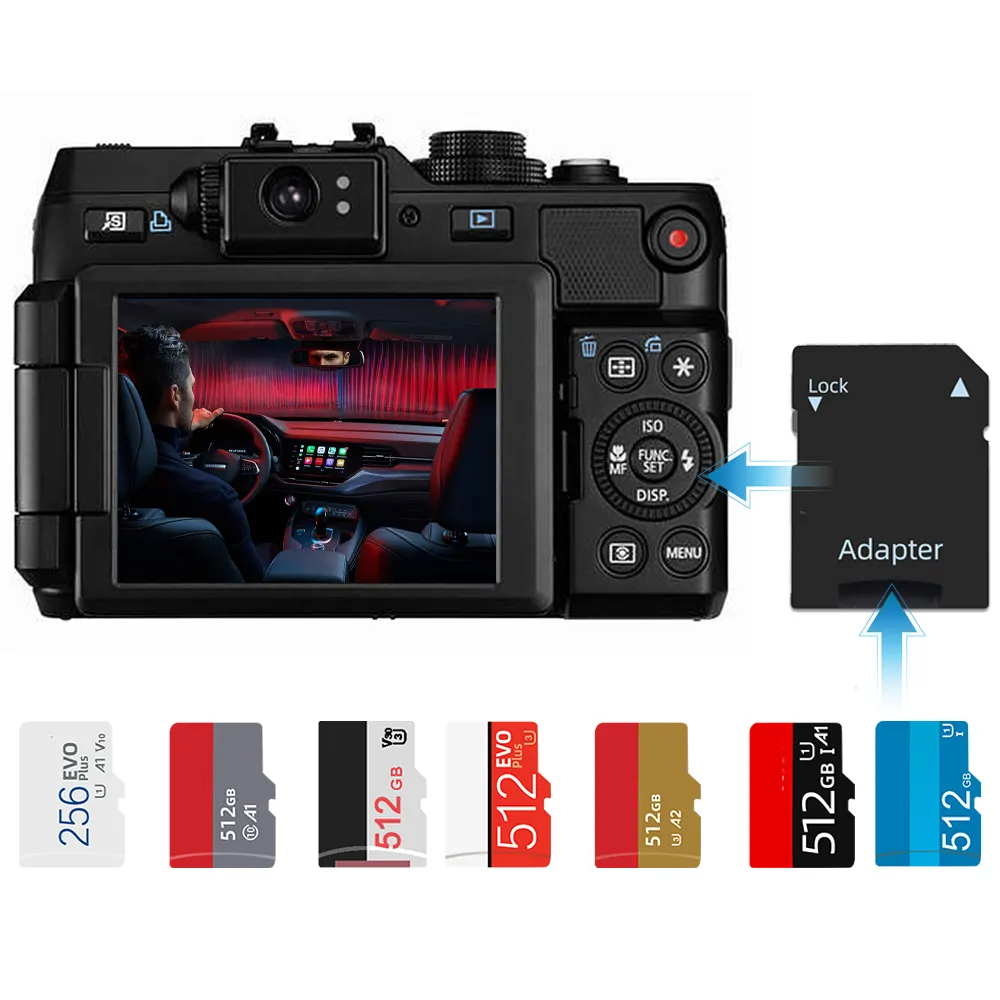 Cartões de memória personalizados TF e SD 64GB-512GB compatível com Smartphone MP4 Câmera DVR V30 Speed para Celulares