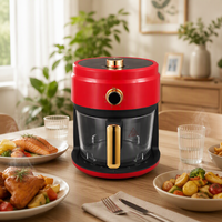 Petite friteuse à air compacte 4L, friteuse à air chaud électrique sans huile, panier en verre transparent, température réglable, cuisine