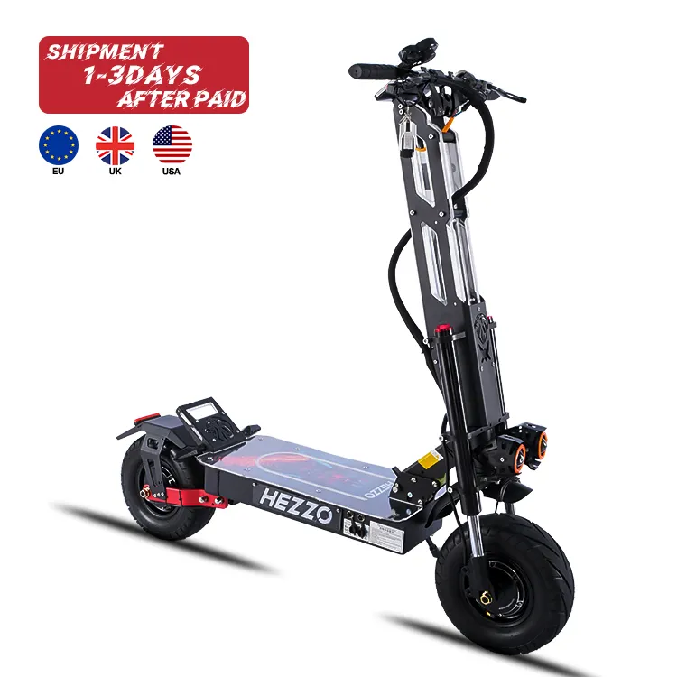 HEZZO New design high power adult Racing EScooter Electric 13inch 60V 72V 6000W DUAL Motor LG 40AH Off-road Electric Scooter