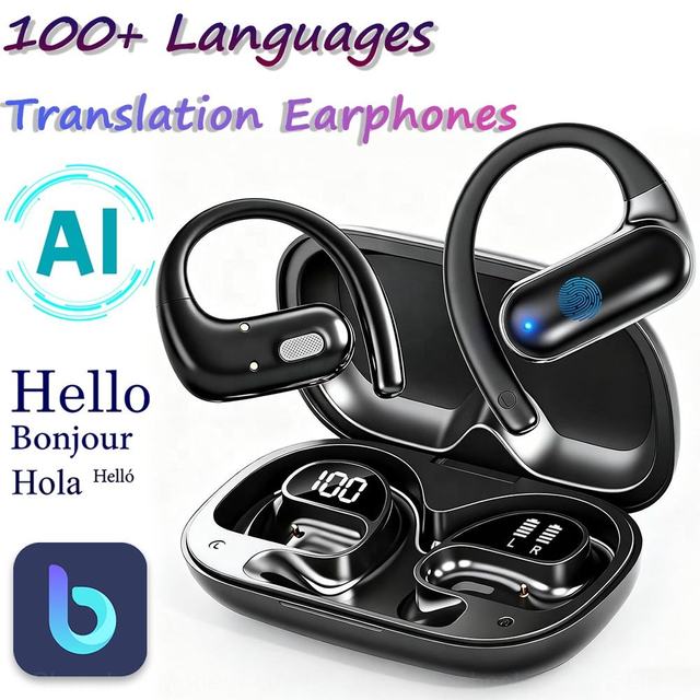 OWS Real-Time AI TWS Earbuds Multi-Language Wireless Noise Cancelling Headset Digital Display Business Travel Waterproof YYK-Q65