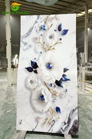 Impression 3D de luxe fleur haute brillance coloré PVC UV marbre feuille panneau mural pour maison hôtel salle de bain entrepôt décoration (moderne)
