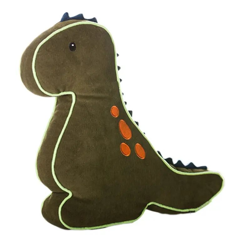 Dragon vert en peluche dinosaure en peluche oreiller prix usine