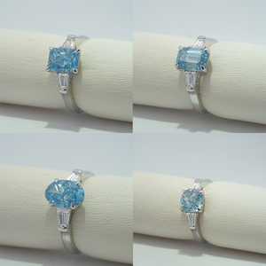 Luxury Fancy Shape Three <b>Stone</b> Lab Diamond Engagement Ring 10k White Gold Diamond Ring Starsgem - Product Image 4