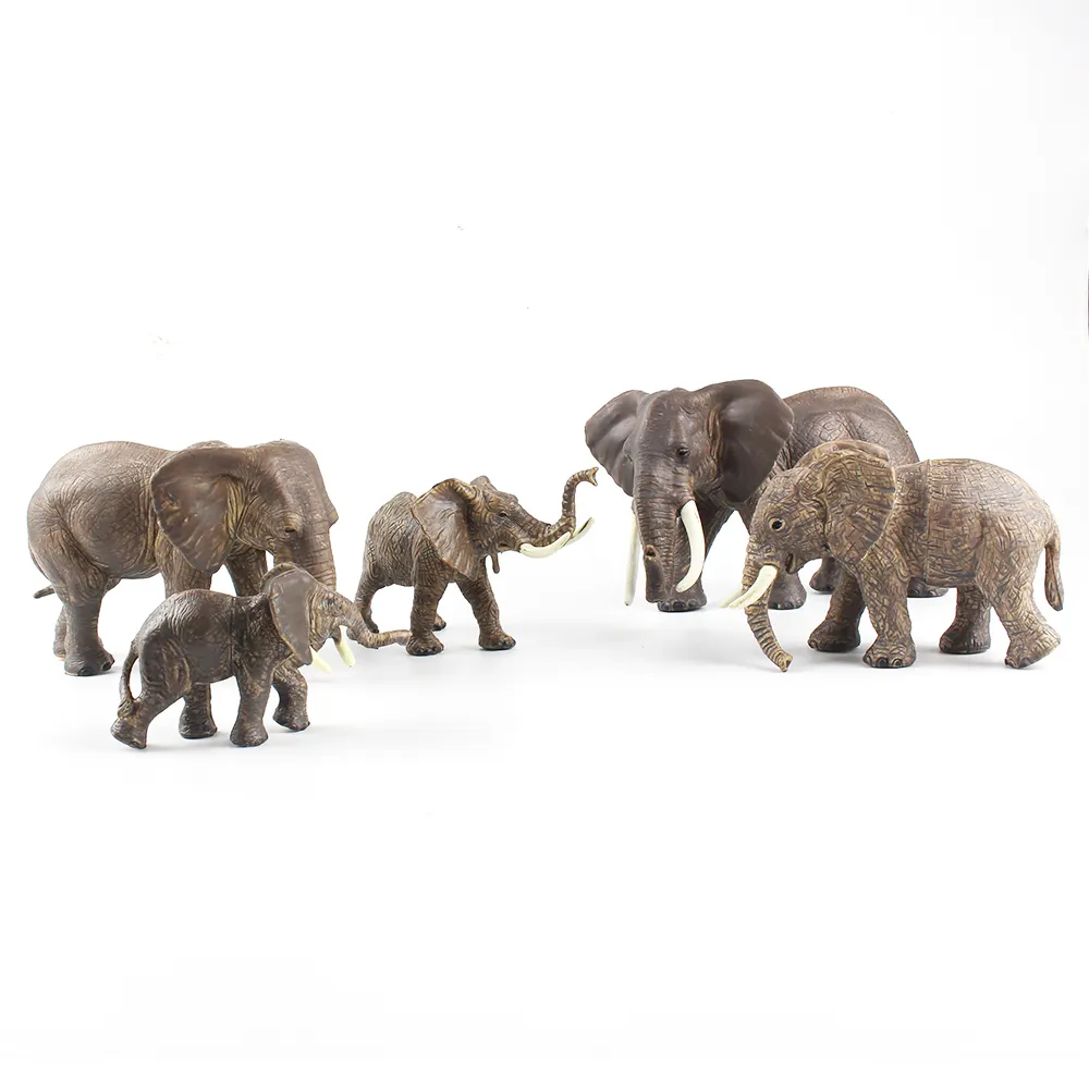 Unterschied liche Größe 9-17cm afrikanisches Leben Plastiks pielzeug Elefant Tiermodell