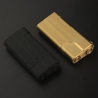 Briquet à flamme bleue créatif et résistant au vent, avec tête de pistolet en métal, pour homme, collection et usage ludique