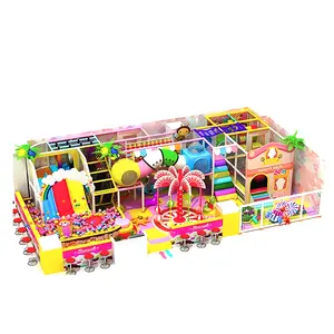 Colchonetas de juego suaves y vallas pastel Parcs pour enfants doble tobogán Ball pit Kids Jungle gym patio de recreo interior