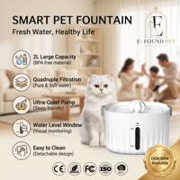 Fontaine à eau automatique pour chat 2L avec filtre 4 couches, pompe silencieuse, capteur intelligent anti-brûlure à sec, durable et robuste