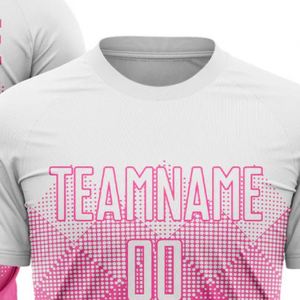 Camiseta de Fútbol Blanca y Rosa para Hombre, Manga Corta, Ligera, Transpirable, Uniforme Deportivo para Entrenamiento y Partidos - Product Image 4