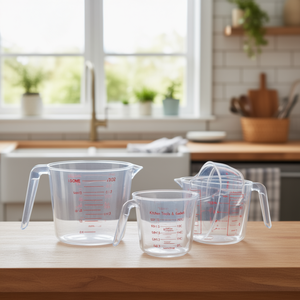 Ensemble de tasses à mesurer en plastique transparent 1000 ml, design empilable, ustensiles de cuisine - Product Image 2