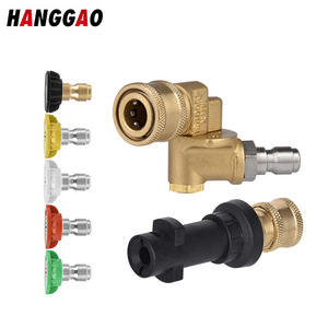 Ensemble de buses pour nettoyeur haute pression HANGGAO, raccord rapide 1/4 pouce, tête de pistolet à pulvérisation réglable en laiton pour le lavage de voitures - Product Image 1