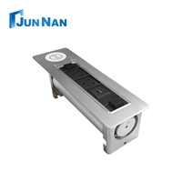 Tomacorriente de Escritorio Motorizado de Aluminio con Enchufe Retráctil, Toma de Corriente Oculta Compatible con Enchufes UK/EU/AU, Tomacorriente Giratorio Multifunción