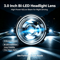 Lentille de projecteur Bi-LED Matrix 1,5 pouce, mini lentille de phare de voiture, faisceau haute intensité avec DRL pour phare antibrouillard de moto