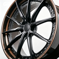 Jantes forgées 2 pièces à 10 rayons concaves profondes, lèvre bronze, noir mat, PCD personnalisé pour tuning de berlines haut de gamme