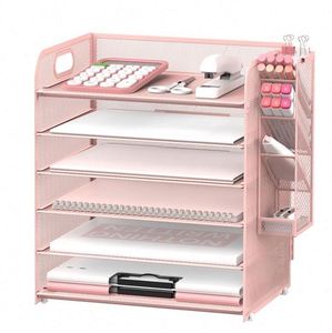 6 Tier Paper Organizer with 4 <b>Pen</b> Holders Mesh Letter Tray with Handle Paper Tray Organizer for A4 Files - Product Image 2