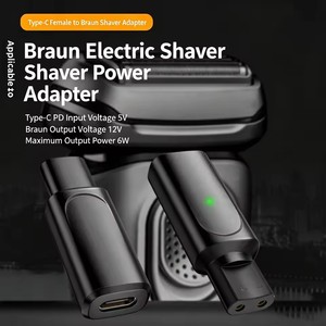 Adaptateur de chargeur USB Type-C 12V pour rasoir électrique <span class=keywords><strong>Braun</strong></span> Series 3 5 <span class=keywords><strong>7</strong></span> 9 6 <span class=keywords><strong>1</strong></span> XT Serle S (câble non inclus) - Product Image 1