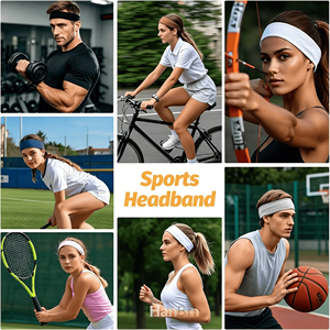 Bandeau de sport personnalisé avec logo <span class=keywords><strong>pour</strong></span> hommes et femmes, en tissu éponge de coton athlétique anti-transpiration, idéal <span class=keywords><strong>pour</strong></span> l'entraînement et la salle de bain - Product Image 4