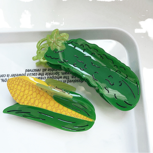 Cá Nhân Sáng Tạo Vui Màu Xanh Lá Cây Dưa Chuột Hình Dạng Cellulose Acetate Tóc Claw Clip Chất Lượng Cao Phụ Nữ Của Tóc Phụ Kiện Ngọt Ngào - Product Image 1