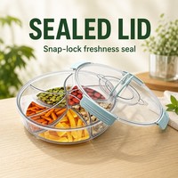 Boîte de rangement alimentaire rotative pour cuisine avec couvercle hermétique à clipser, plateau intérieur amovible et compartimenté, en PET, PP et silicone, multi-usage, portable, OEM
