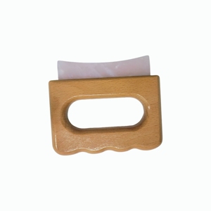 Elegante y único diseño, mango de madera, tamaño grande, cuarzo rosa, jade, gua sha para masaje de hombros - Product Image 2