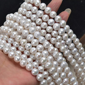 <b>Edison</b> Round Bar 8-9mm Natural Freshwater Baroque Pearl Strong <b>Light</b> Cold White DIY Accessory Material Loose Pearls - Product Image 1