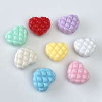 Perles en vrac en acrylique couleur unie motif grille AB en forme de cœur pour accessoires de pendentifs de chaînes de téléphone et porte-clés DIY, vente en gros