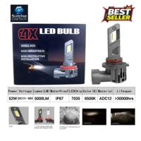 Phares LED de voiture SunRise E4X 9005 12V 52W 5000LM 6500K IP67 Étanche avec ventilateur de refroidissement Canbus Plug and Play Adaptation universelle