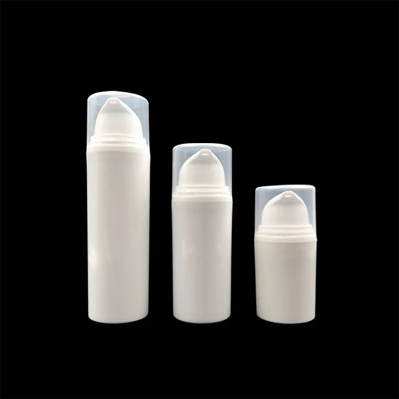 Eco friendly white empty PP plastic cosmetic packaging container serum lotion 15ml 30ml 50ml airless pump bottle