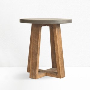 Table basse ronde de style moderne artisanale personnalisée du Vietnam Meubles en bois léger en béton Table d'appoint en béton de jardin - Product Image 1