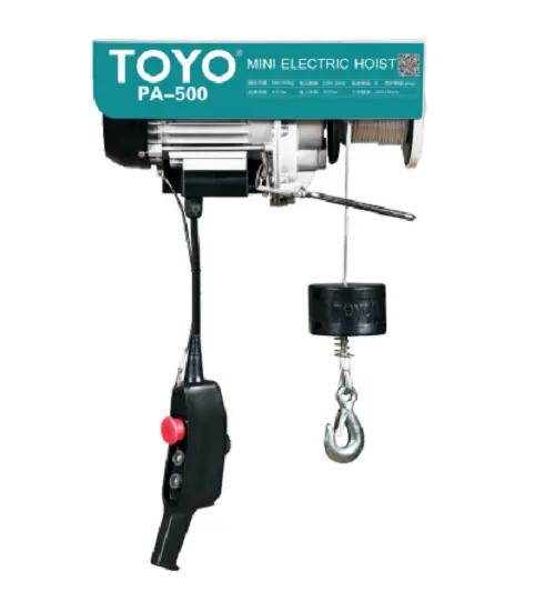 Toyo Chất lượng cao nhà máy giá nhỏ hoist 220V 110V 1200kg Mini Palăng điện Wire Rope hoist