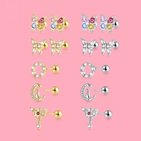 Boucles d'oreilles tendance en acier inoxydable avec micro-pavé de zirconiums, fermoir à vis, design personnalisé pour les détaillants de bijoux