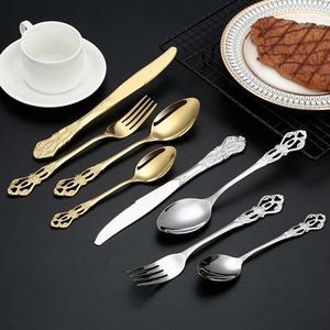 Ensemble de couverts de haute qualité, 20 pièces, en acier inoxydable doré, ensemble de fourchettes uniques pour restaurant - Product Image 5