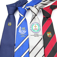 Corbatas Escolares Personalizadas de 9 cm, Formales, a Rayas, de Poliéster, para Hombre, Negras/Rojas, Duraderas y Transpirables