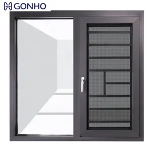 GONHO Fashion Design vendita calda in lega di alluminio doppi vetri impermeabili finestre a battente con rete