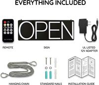 Enseigne néon LED personnalisée « OPEN » avec lettres colorées séparées, éclairage néon et chaîne de suspension pour décoration murale de devanture de magasin ou enseigne commerciale