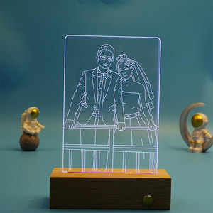 Acrylic ánh sáng hình chữ nhật 3D không dây LED Đèn LED bảng ánh sáng 7 màu sắc đèn cảm ứng logo gỗ đèn gỗ ánh sáng USB phòng ngủ trang trí nội thất - Product Image 6