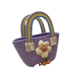 공장 도매 밀짚 작은 핸드백 2023 소녀 휴일 해변 토트 지갑 여성 휴가 귀여운 짠 가방
