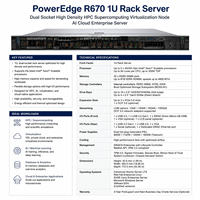 Servidor en Rack Dell PowerEdge R670 1U, Doble Socket, Alta Densidad, HPC, Supercomputación, Virtualización, Nodo, IA, Nube, Servidor Empresarial