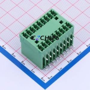 DB2ERH-3.5-2*9P-GN Plug-in Terminal Block Through hole,P=3.5mm Connector Board-to-Board / Socket - Closed 2x9P 3.5mm Green - Product Image 1