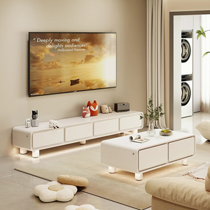 Meuble TV moderne de style minimaliste blanc, meuble de divertissement multimédia <span class=keywords><strong>pour</strong></span> le salon - Product Image 2