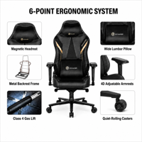 Chaise de joueur en cuir PU personnalisable avec fonction pivotante Style exécutif Hauteur réglable Système de refroidissement pour bureau et maison