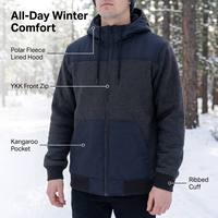 Veste polaire imperméable et coupe-vent double couche épaisse en nylon Taslon contrastant anti-boulochage avec capuche et fermeture éclair YKK pour l'extérieur
