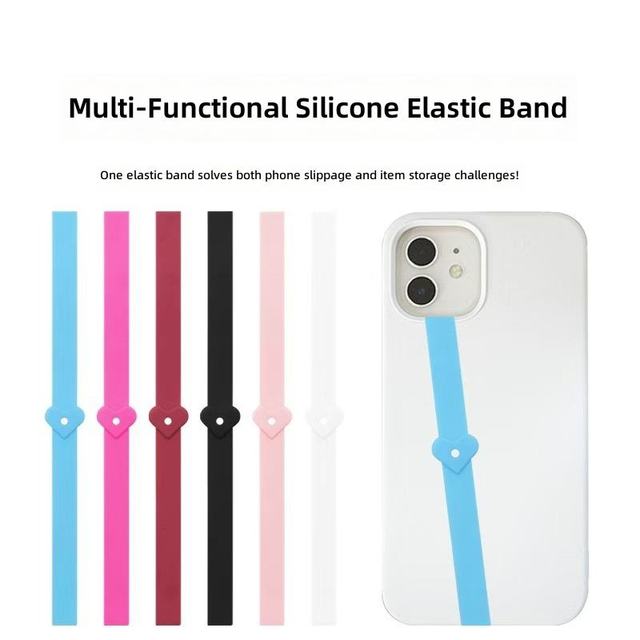 Multifunctional Anti Slip Silicone Elastic Phone Hand Grip Strap with DIY Decorative Charms