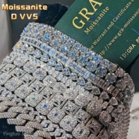 Collier et bracelet chaîne tennis en argent 925 avec moissanite VVS taille glace, certifiés GRA, style hip-hop, chaîne cubaine