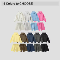 Ensemble sportif décontracté d'hiver unisexe de haute qualité en coton 100% tricoté respirant, avec logo brodé personnalisé, sweat à capuche et short